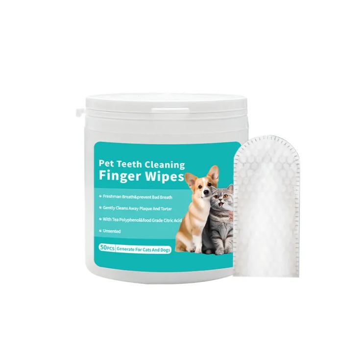 Pet Ear & Tooth Cleaning Wipes - Finger Stall Grooming Set