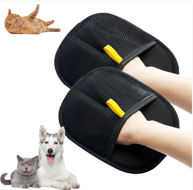 Pet Hair Removal Gloves - Silicone Grooming Mitts for Dogs & Cats