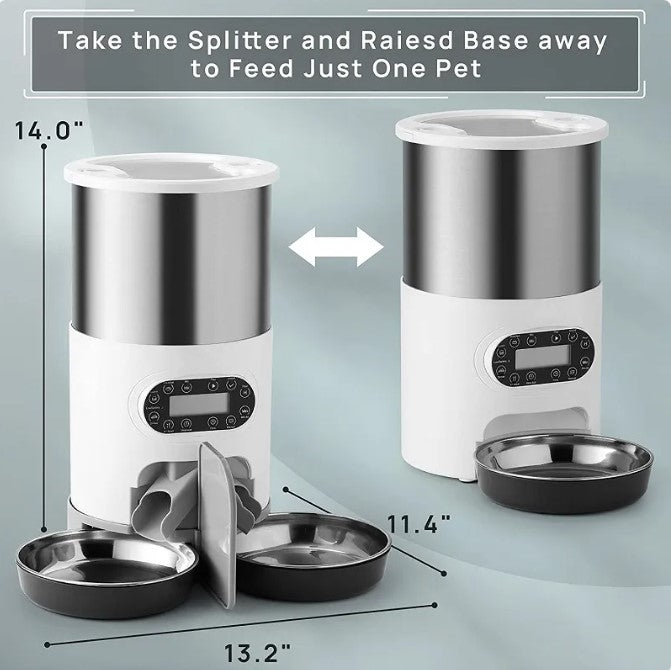Double Meal Dispenser for Pets - Automatic Dual Feeder
