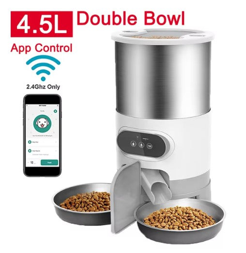 Double Meal Dispenser for Pets - Automatic Dual Feeder