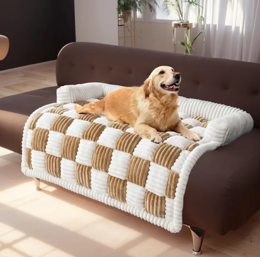 Plush Thickened Warm Pet Bed - Cozy Checkered Sofa Bed for Dogs & Cats