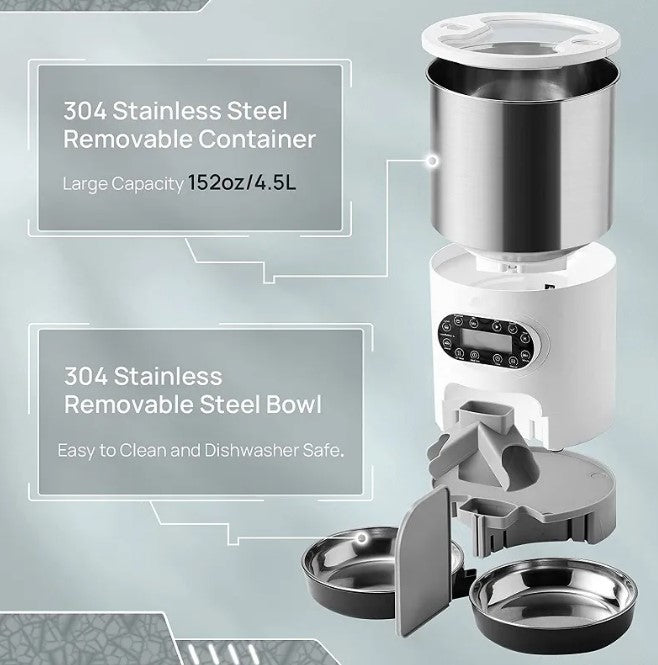 Double Meal Dispenser for Pets - Automatic Dual Feeder