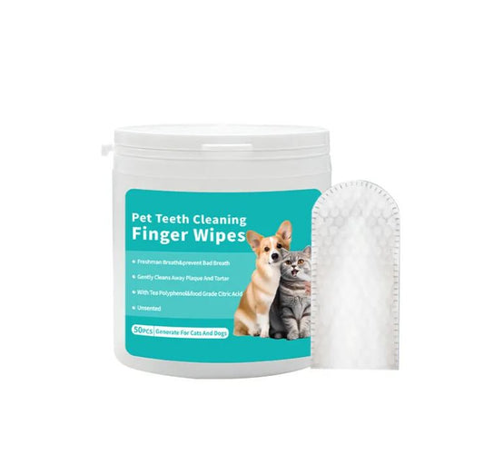 Pet Ear & Tooth Cleaning Wipes - Finger Stall Grooming Set
